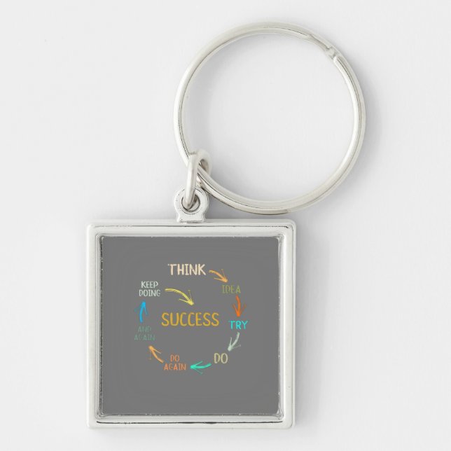 Funny motivational inspirational success cycle keychain (Front)