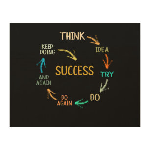 Funny motivational inspirational success cycle wood wall art