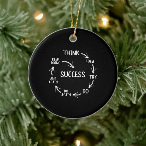 Funny motivational quotes success cycle mindset ceramic ornament