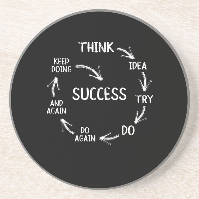 Funny motivational quotes success cycle mindset coaster (Front)