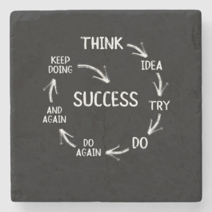 Funny motivational quotes success cycle mindset stone coaster