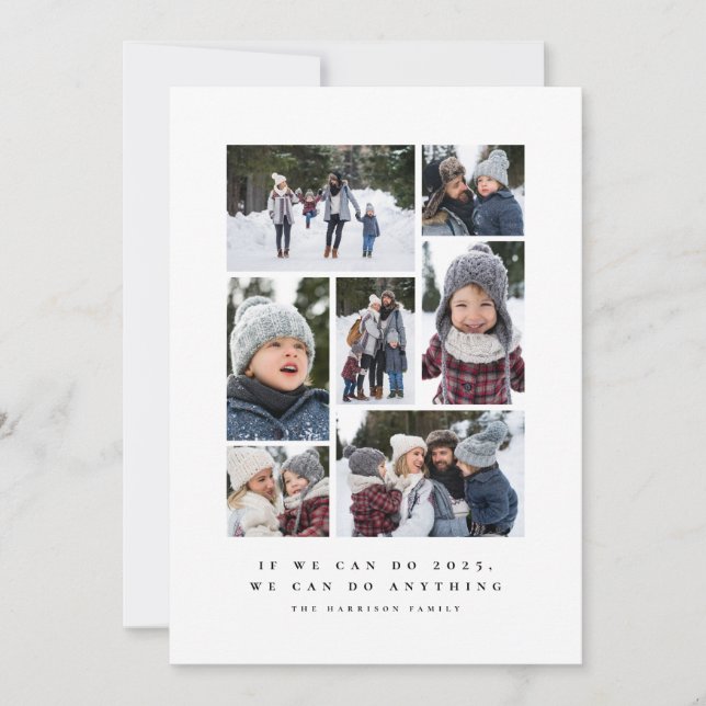 Funny motivational simple photo collage holiday card (Front)