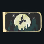 Funny Motocross Motorbike Stunt For Men Gold Finish Money Clip<br><div class="desc">This action packed money clip for men features a man doing a motocross trick or stunt on a dirt bike! It is set at night time in a forest in front of the moon,  riding in the moonlight - a motocross love affair.</div>