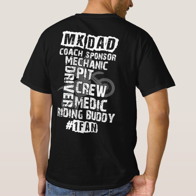 Funny Motocross MX Dad #1 Fan Dirt Bike Coach T-Shirt (Back)