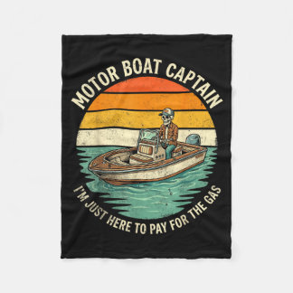 Funny motor boat captain skeleton lake life graphi fleece blanket