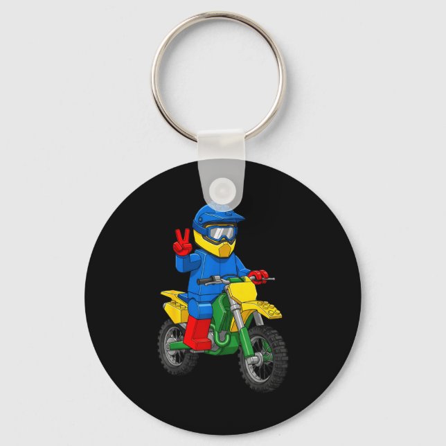 Funny Motorbike Builder Boys Block Building Toys D Keychain (Front)