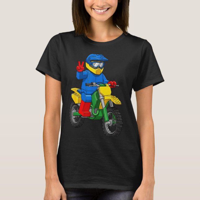 Funny Motorbike Builder Boys Block Building Toys D T-Shirt (Front)