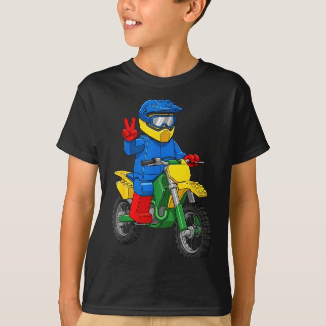 Funny Motorbike Builder Boys Block Building Toys D T-Shirt (Front)