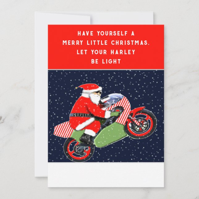 Funny Motorcycle Christmas Holiday Card (Front)