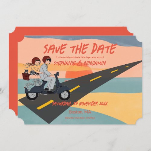 Funny Motorcycle Cool Grunge Save the Date Card