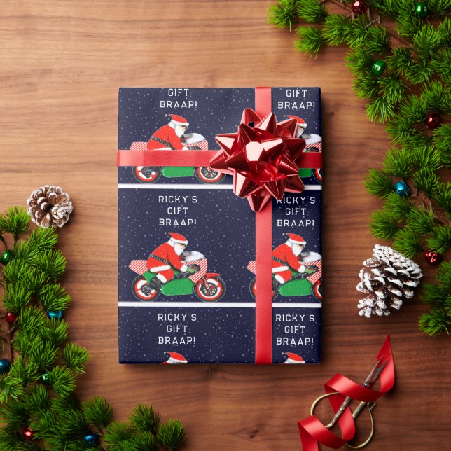Funny Motorcycle Motocross Holiday Gift Wrapping Paper (Holiday Gift)