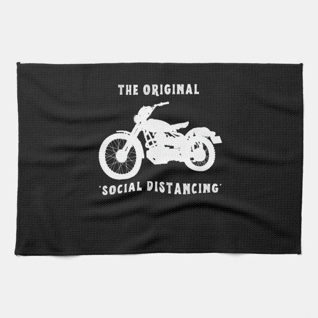 Funny Motorcycle Original Social Distancing Kitchen Towel (Horizontal)
