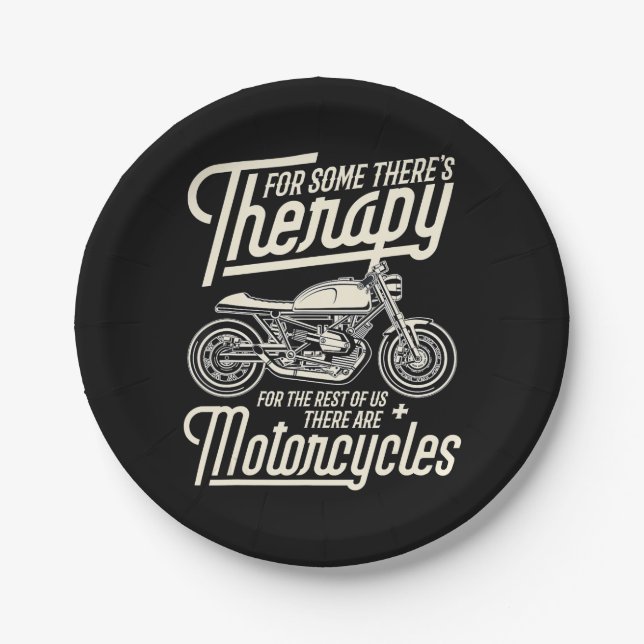 Funny Motorcycle Rider Rapy -  Biker Gift Paper Plates (Front)