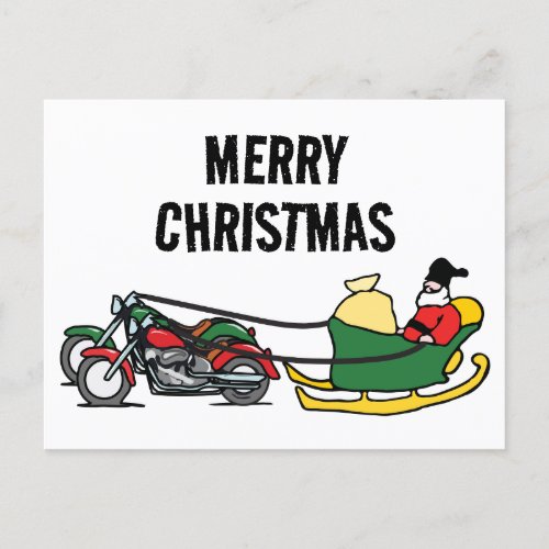 Funny Motorcycles Pulling Sleigh Christmas Postcard