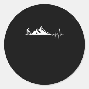 funny mountain bike heartbeat bikers classic round sticker