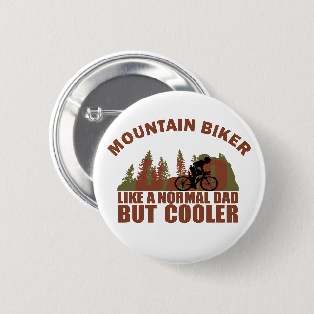 Funny Mountain Biking Dad Button (Front & Back)