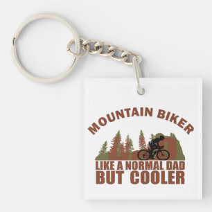 Funny Mountain Biking Dad Keychain