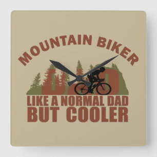 Funny Mountain Biking Dad Square Wall Clock
