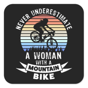 Funny Mountain Biking MTB Gift for Women Square Sticker