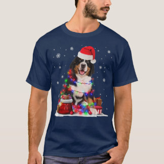Funny Mountain Dog Tree Christmas Lights Xmas Paja T-Shirt