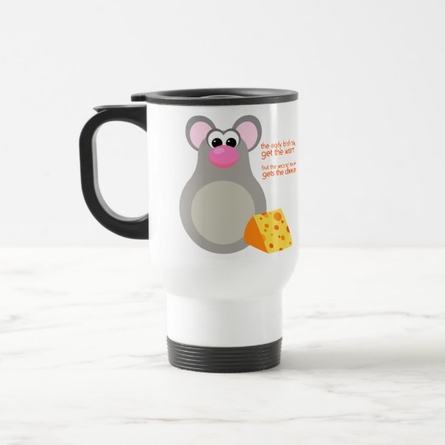 Funny Mouse and Cheese Cartoon Mug (Left)