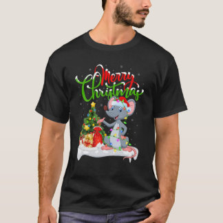 Funny Mouse Animal Lover Xmas Lighting Mouse Chris T-Shirt