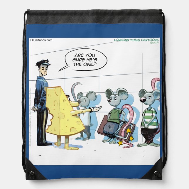 Funny Mouse Crime Rick London Drawstring Backpack (Front)