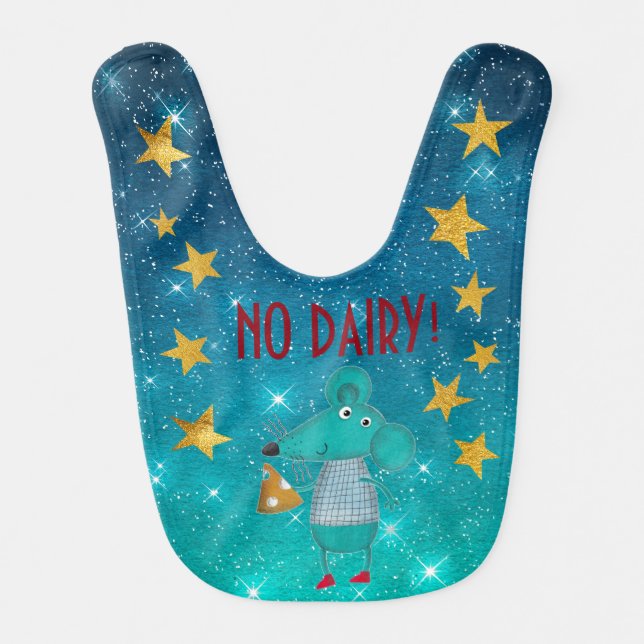 Funny Mouse Diary Allergy Stars Stripes Gold Baby Baby Bib (Front)