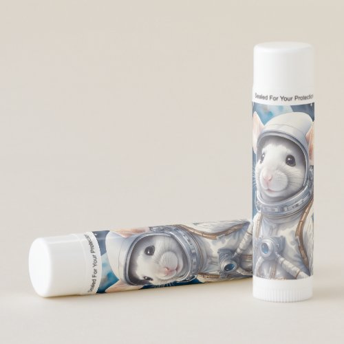 Funny Mouse in Astronaut Suit in Outer Space Lip Balm