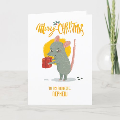 Funny Mouse Present Nephew or Niece Christmas Card