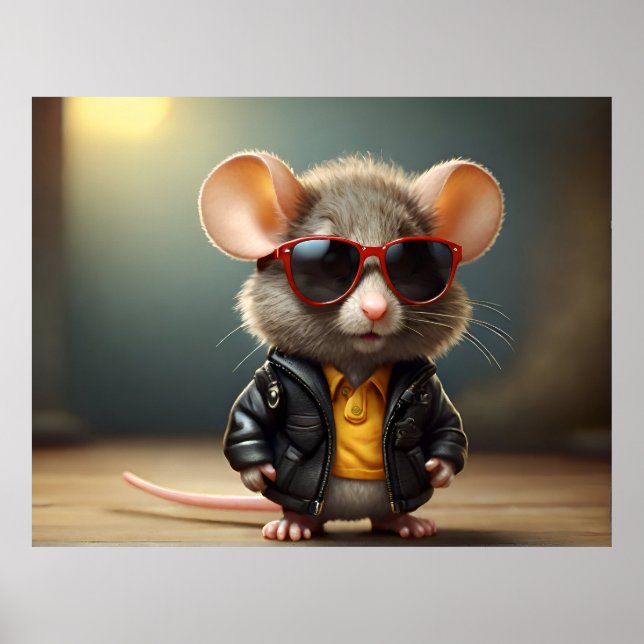 Funny mouse with glasses poster (Front)