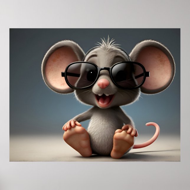 Funny mouse with glasses poster (Front)