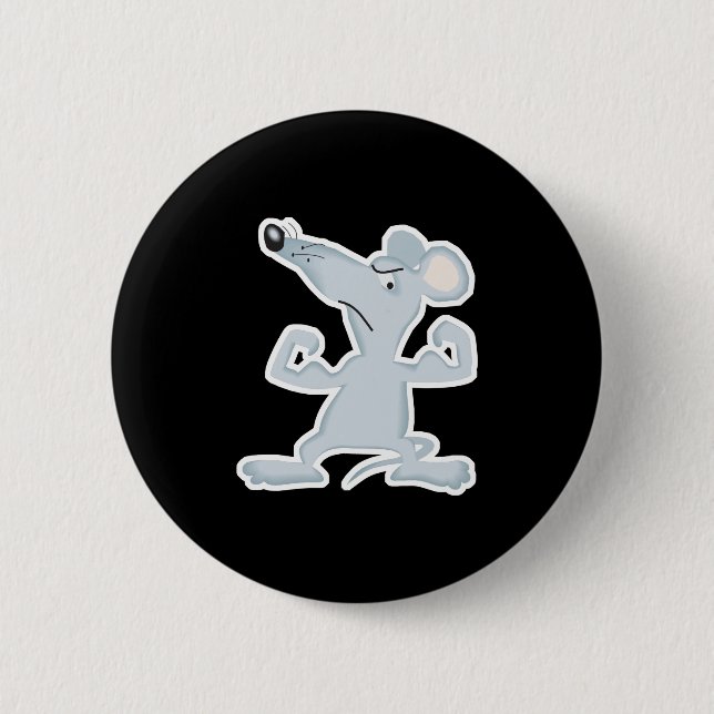 funny mouse with muscles pinback button (Front)