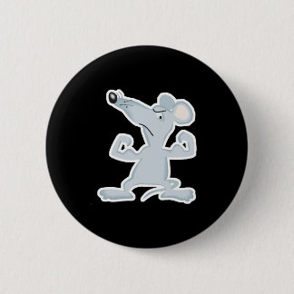 funny mouse with muscles pinback button
