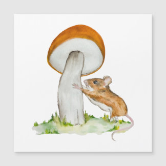 Funny mouse with wild mushroom