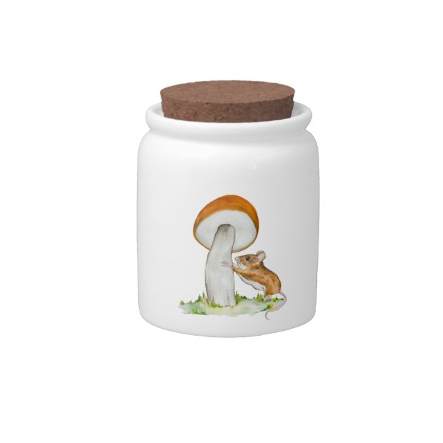 Funny mouse with wild mushroom candy jar (Front)