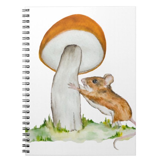 Funny mouse with wild mushroom notebook (Front)