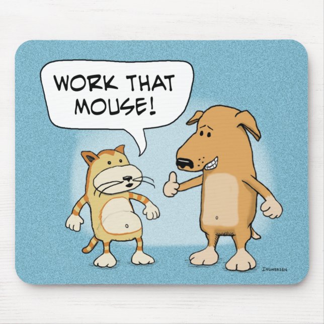 Funny mousepad: Cartoon Cat and Dog Mouse Pad (Front)