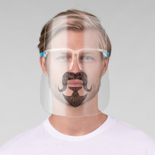 Funny Moustache and Goaty Beard Face Shield