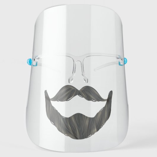 Funny Moustache & Beard Facial Hair Face Shield (Front)