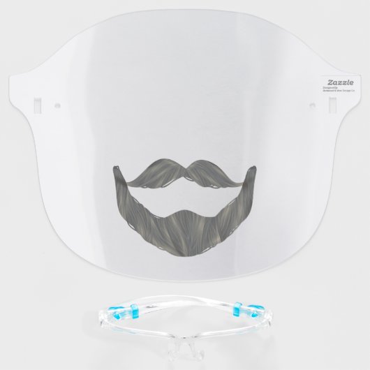 Funny Moustache & Beard Facial Hair Face Shield (Front w/Glasses)