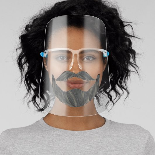 Funny Moustache & Beard Facial Hair Face Shield (Insitu)