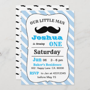 Funny Moustache Birthday Invitation