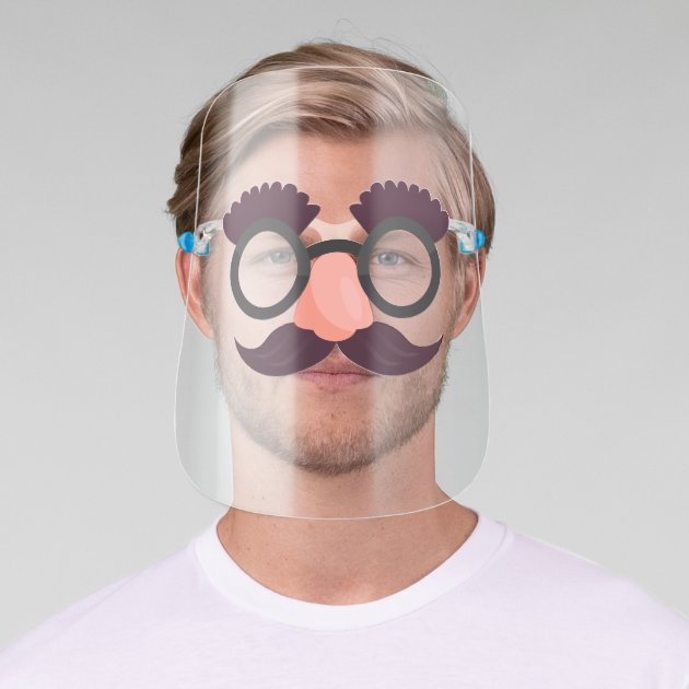 Glasses and cheap moustache mask