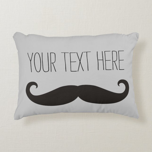 Funny Moustache / Schnurrbart + your text Decorative Pillow (Front)