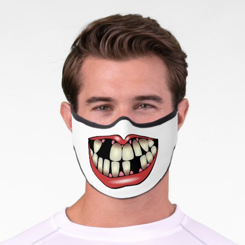 Funny mouth bad missing teeth red lips humor premium face mask