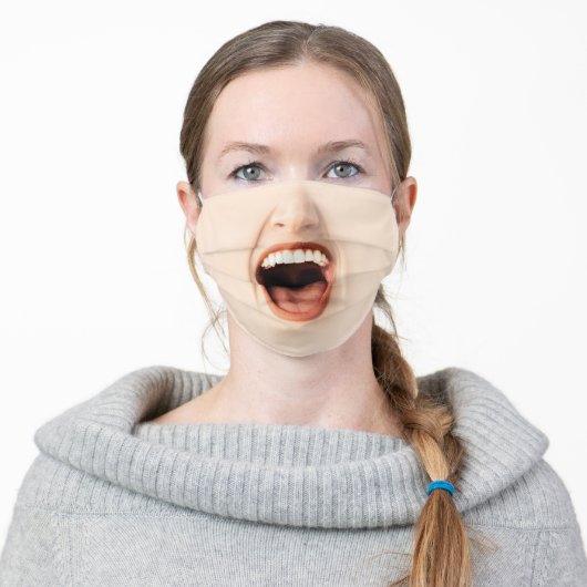 Funny Mouth Laughing Adult Cloth Face Mask (Worn)