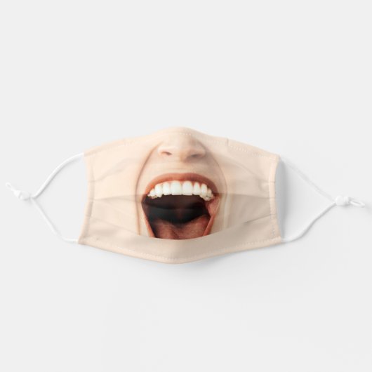 Funny Mouth Laughing Adult Cloth Face Mask (Front, Unfolded)