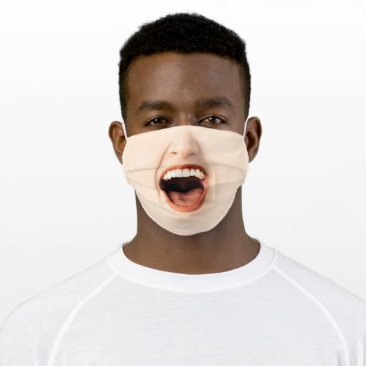 Funny Mouth Laughing Adult Cloth Face Mask (Worn)