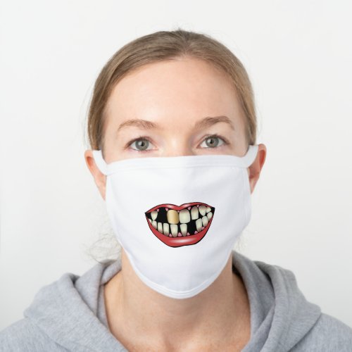 Funny Mouth Lips Gold Tooth Teeth White Cotton Face Mask